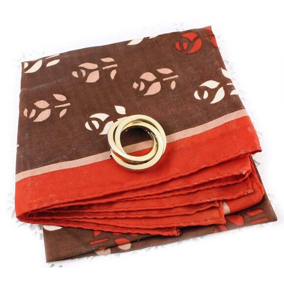 Vintage Rose Print Scarf with Gold Circle Pin 50s Style Fashion Set - Hey Viv - Picture 1 of 6